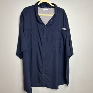 Columbia Bahama PFG Fishing Shirt Navy Omni Shade UPF Short Sleeve 6XL